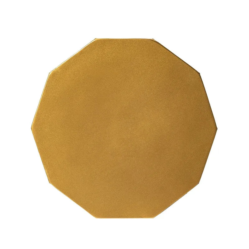 17H Antique Gold Geometric Side Table or Accent Stool - 14L x 14W x 17H