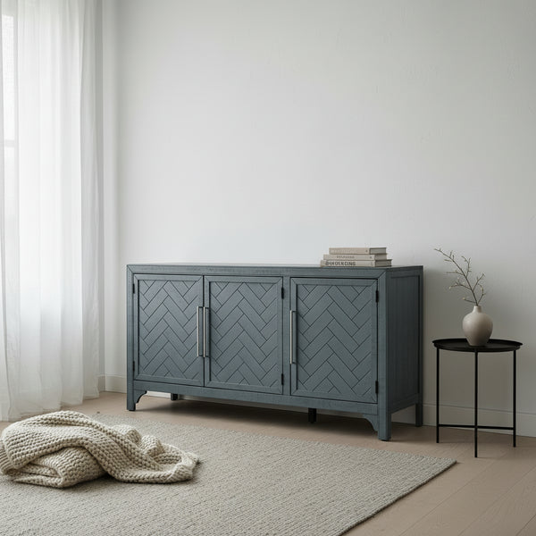 Wood Storage Cabinet Sideboard with Adjustable Shelves and 3 Doors