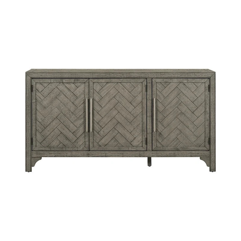 Wood Storage Cabinet Sideboard with Adjustable Shelves and 3 Doors