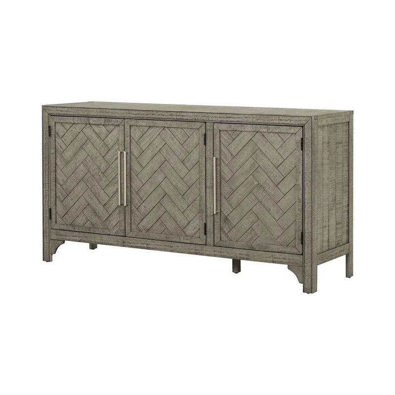 Wood Storage Cabinet Sideboard with Adjustable Shelves and 3 Doors