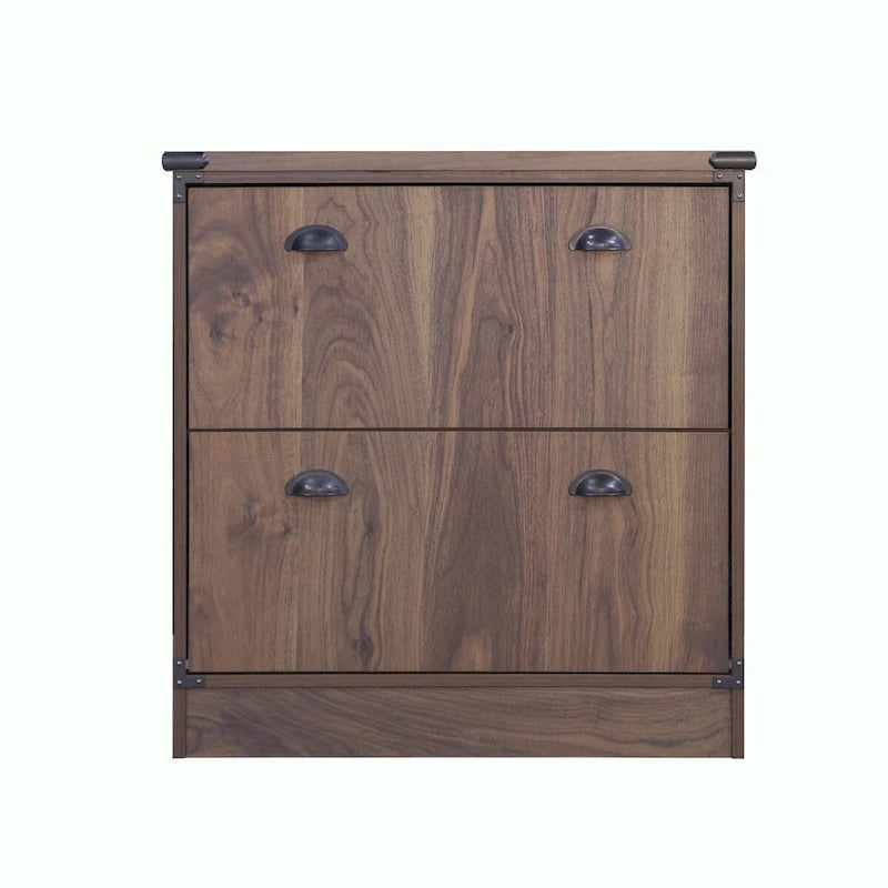 Contemporary Dark Walnut Wood Lateral Filing Cabinet