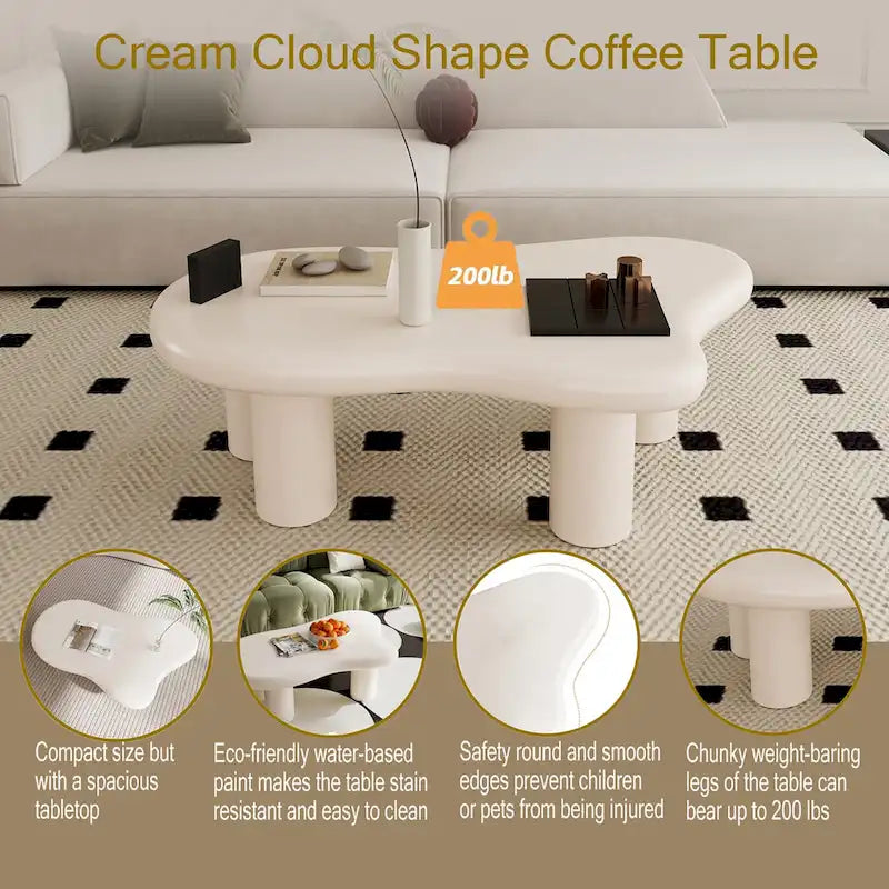 Wood Cloud Shaped Coffee Table for Living Room