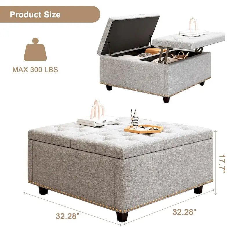 Square Storage Bench with Two Storage Doors